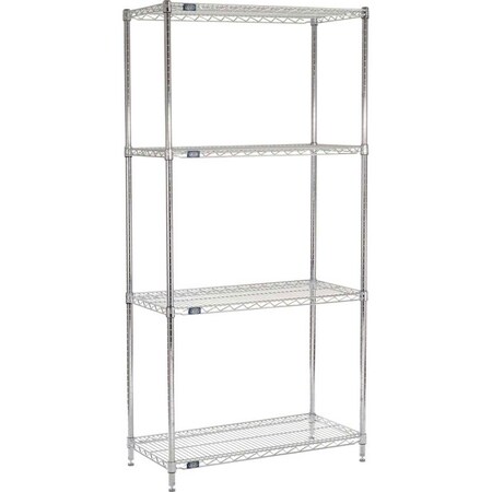 Nexel 5 Tier Chrome Wire Shelving Starter Unit, 36W x 21D x 63H 21366C5